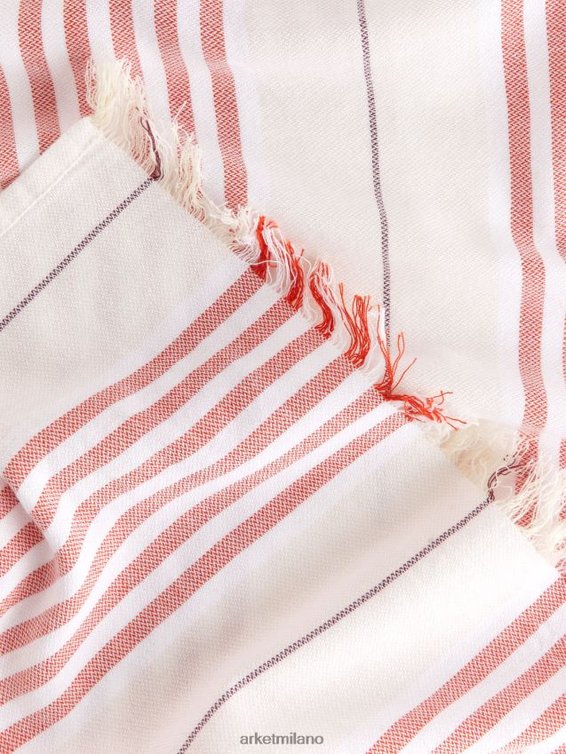 articoli per la casa esso ARKET unisex coperta da spiaggia in cotone bianco rosso 6F0F6L1358