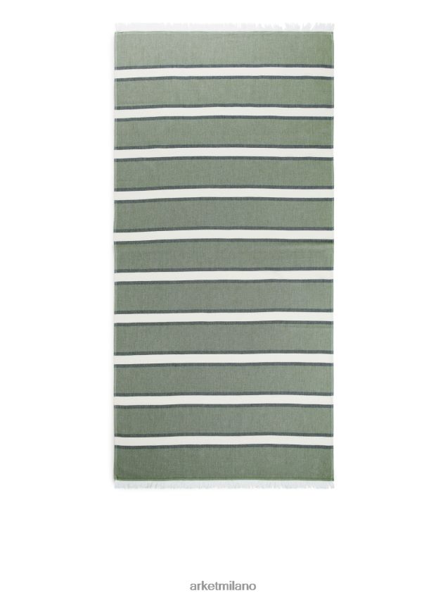 articoli per la casa esso ARKET unisex coperta da spiaggia in cotone verde/bianco sporco 6F0F6L634