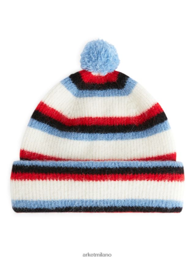 Accessori esso ARKET bambini Berretto con pompon in alpaca merino bianco/blu/rosso 6F0F6L1641
