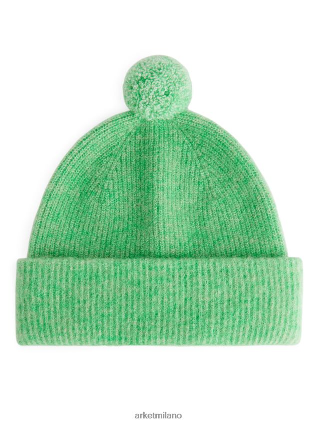 Accessori esso ARKET bambini Berretto con pompon in alpaca merino verde acceso 6F0F6L1647