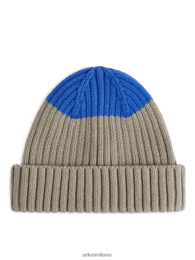 Accessori esso ARKET bambini berretto da neonato in maglia a coste blu/beige 6F0F6L1776