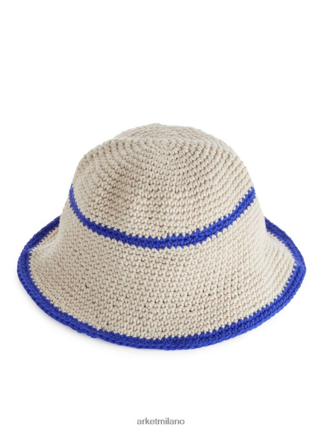 Accessori esso ARKET bambini cappellino da sole all\'uncinetto beige/blu 6F0F6L1693