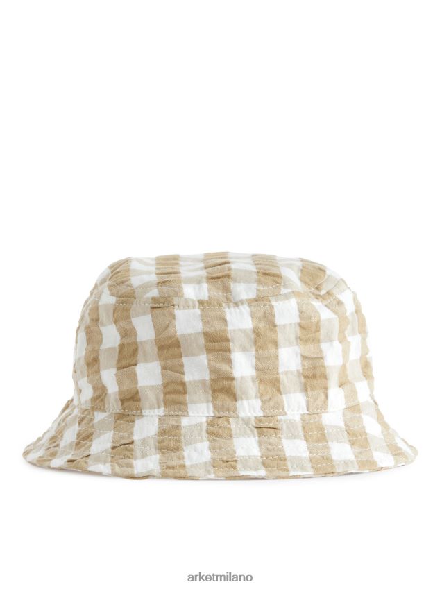 Accessori esso ARKET bambini cappello da pescatore in seersucker beige/bianco 6F0F6L1691