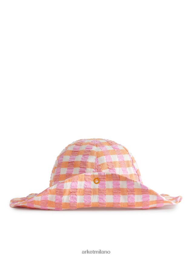 Accessori esso ARKET bambini cappello da sole in seersucker arancione/assegno 6F0F6L1636