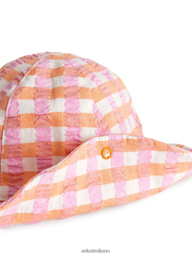 Accessori esso ARKET bambini cappello da sole in seersucker arancione/assegno 6F0F6L1636