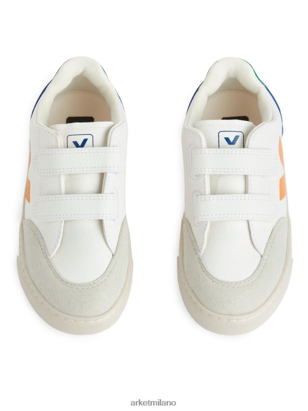 calzature esso ARKET bambini Veja v-12 scarpe da ginnastica junior bianco/giallo/blu 6F0F6L1409
