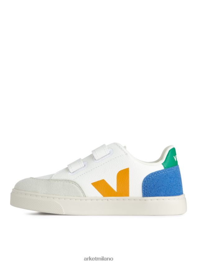calzature esso ARKET bambini Veja v-12 scarpe da ginnastica junior bianco/giallo/blu 6F0F6L1409
