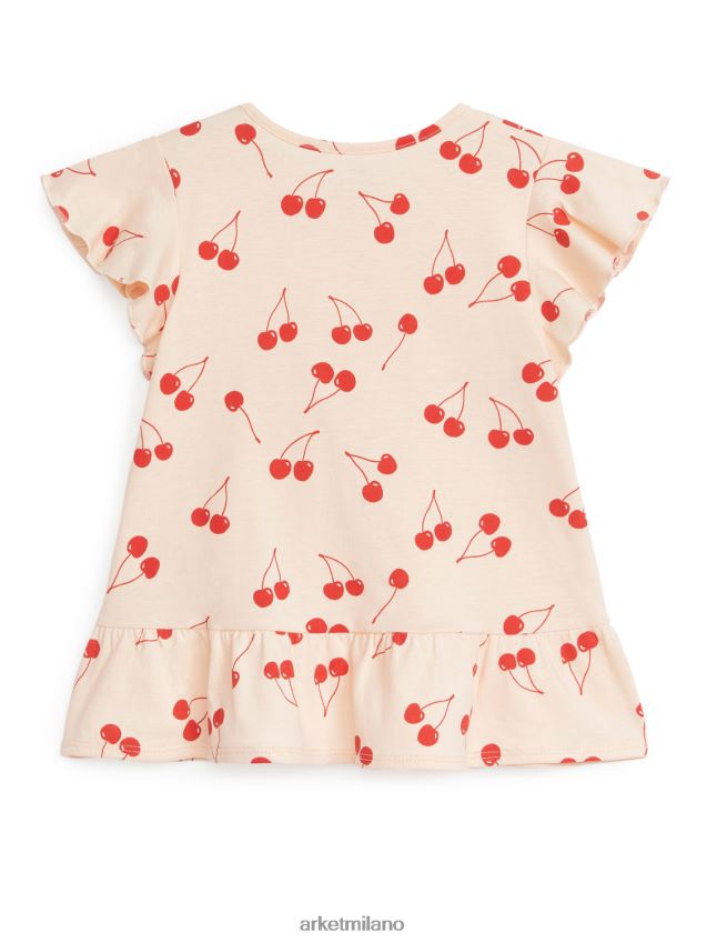 vestiario esso ARKET bambini Abito in jersey con volant arancio chiaro/ciliegie 6F0F6L1690