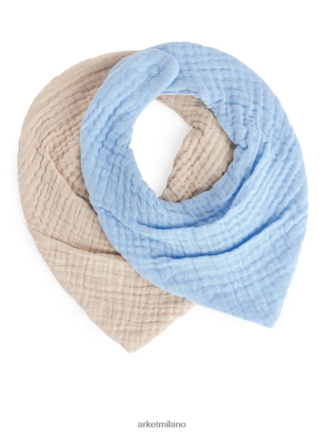 vestiario esso ARKET bambini Bavaglino di garza, set da 2 azzurro/beige 6F0F6L1692