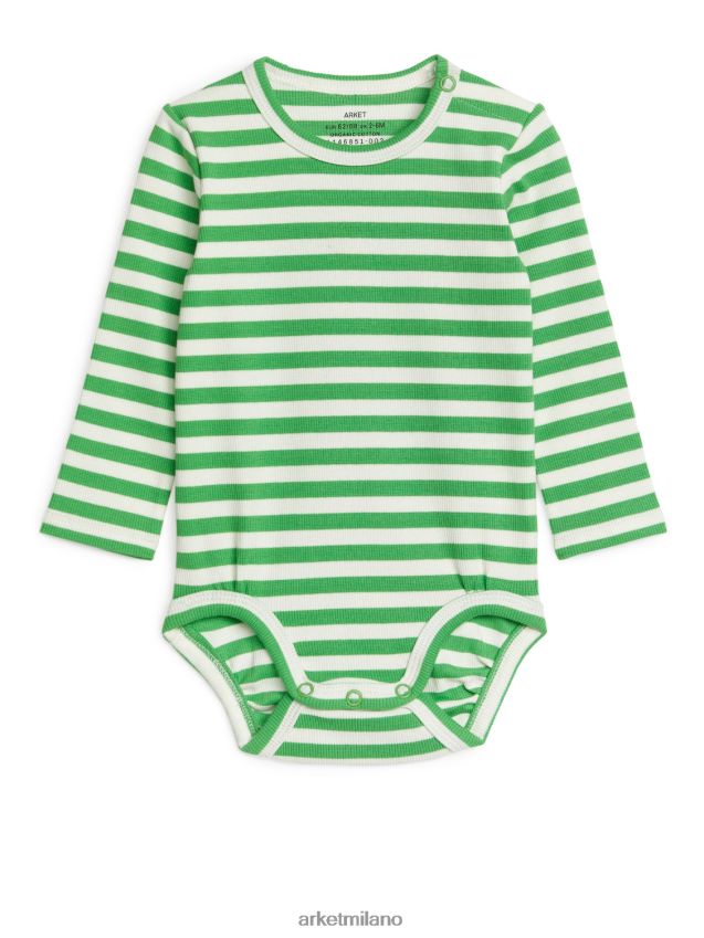 vestiario esso ARKET bambini Body a costine a maniche lunghe verde/bianco 6F0F6L1712