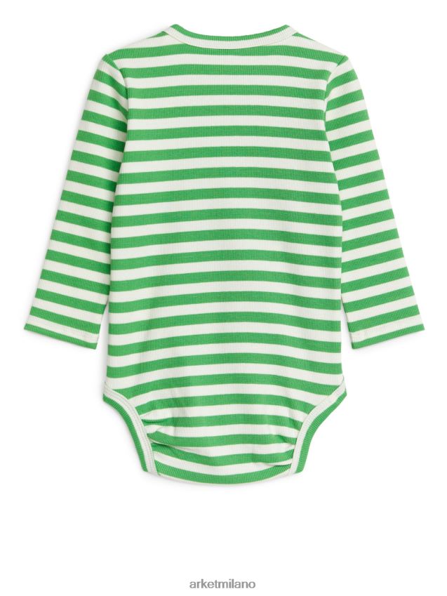 vestiario esso ARKET bambini Body a costine a maniche lunghe verde/bianco 6F0F6L1712