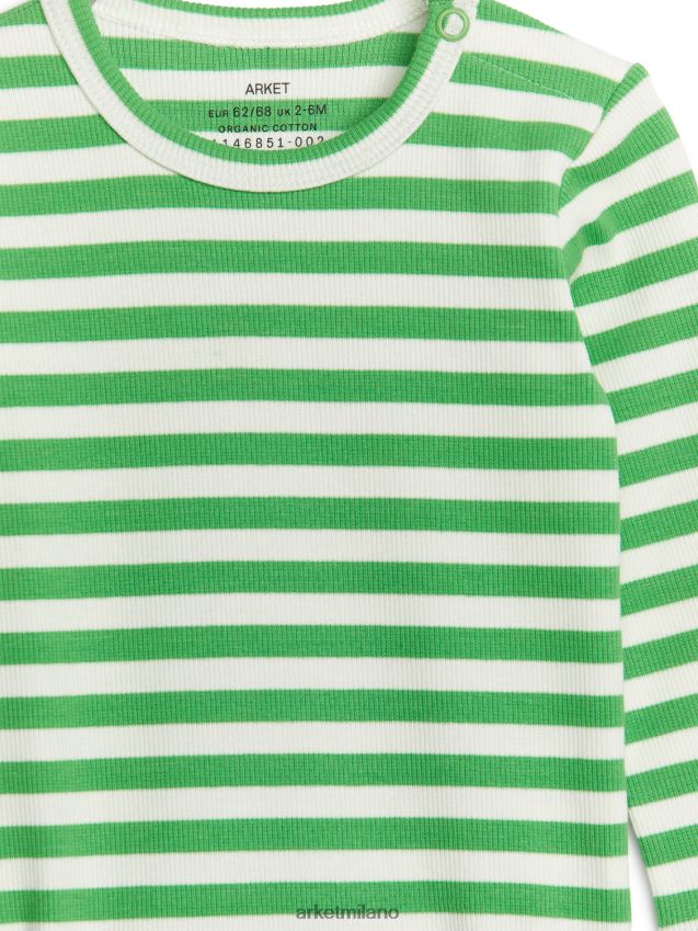 vestiario esso ARKET bambini Body a costine a maniche lunghe verde/bianco 6F0F6L1712