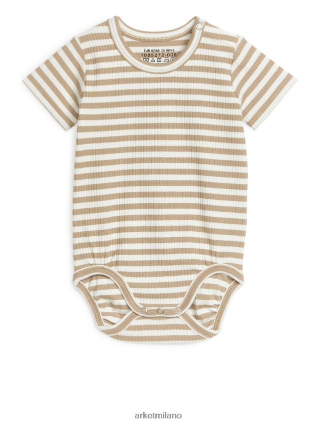 vestiario esso ARKET bambini Body in cotone a maniche corte beige/bianco sporco 6F0F6L1750