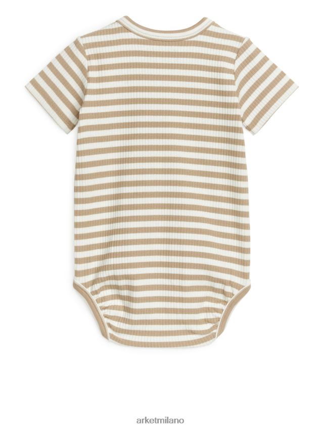 vestiario esso ARKET bambini Body in cotone a maniche corte beige/bianco sporco 6F0F6L1750