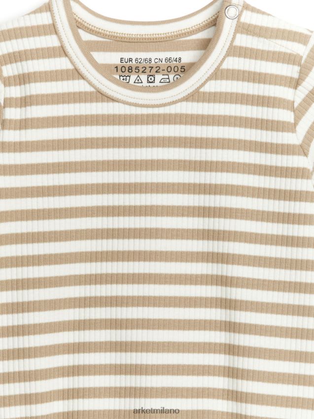vestiario esso ARKET bambini Body in cotone a maniche corte beige/bianco sporco 6F0F6L1750