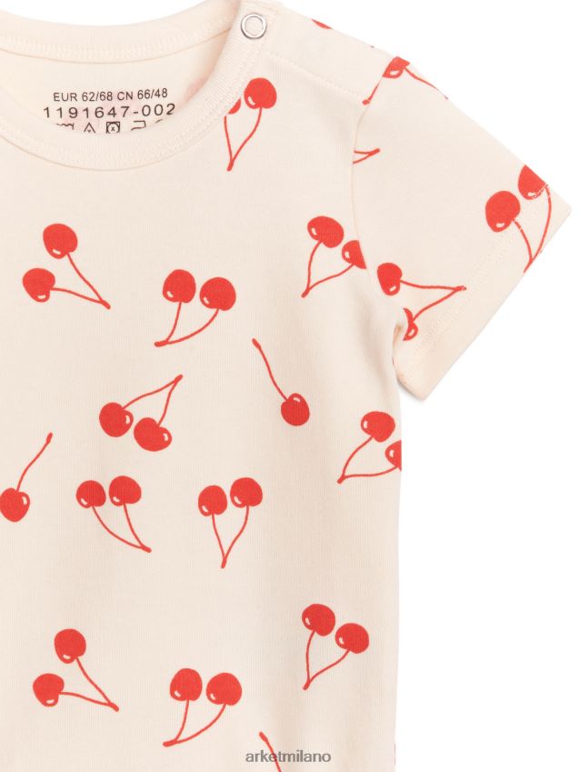 vestiario esso ARKET bambini body a maniche corte bianco rosso 6F0F6L1694