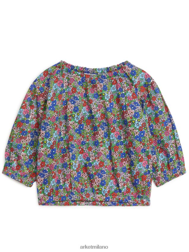 vestiario esso ARKET bambini camicetta con maniche a palloncino blu/floreale 6F0F6L1731