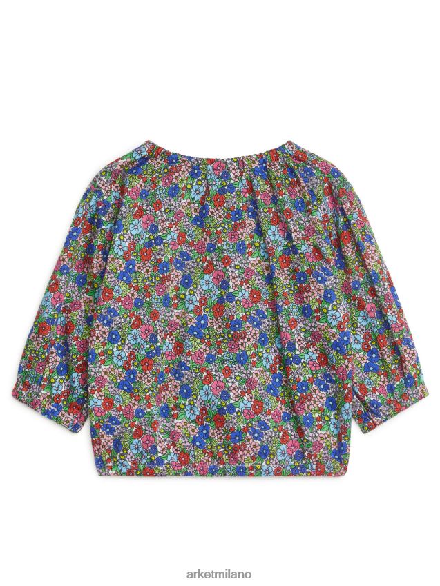 vestiario esso ARKET bambini camicetta con maniche a palloncino blu/floreale 6F0F6L1731