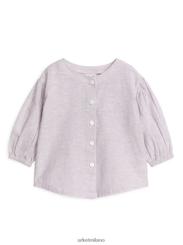 vestiario esso ARKET bambini camicetta di lino lilla/bianco 6F0F6L1757