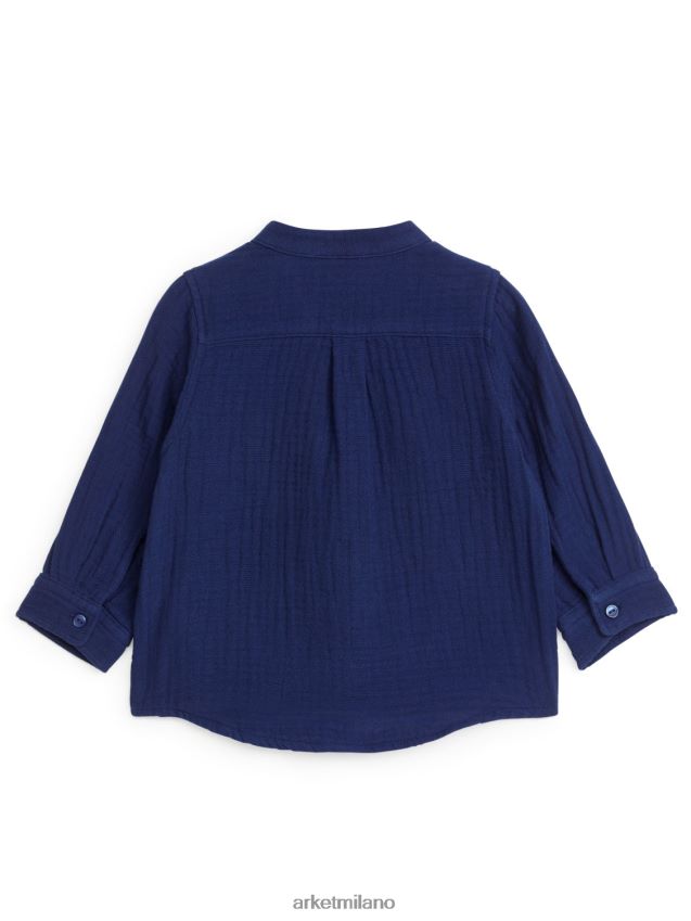 vestiario esso ARKET bambini camicia in mussola di cotone blu scuro 6F0F6L1717