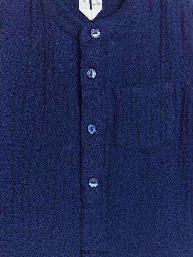 vestiario esso ARKET bambini camicia in mussola di cotone blu scuro 6F0F6L1717