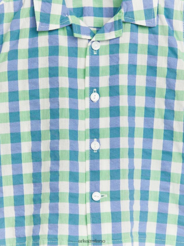 vestiario esso ARKET bambini camicia in seersucker verde blu 6F0F6L1704
