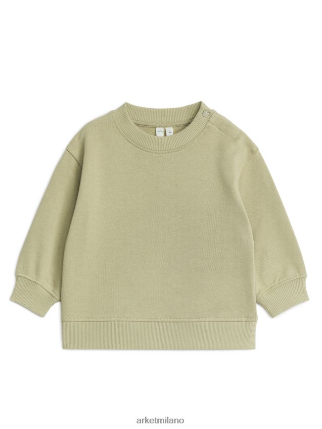 vestiario esso ARKET bambini felpa ampia in cotone verde kaki chiaro 6F0F6L1762