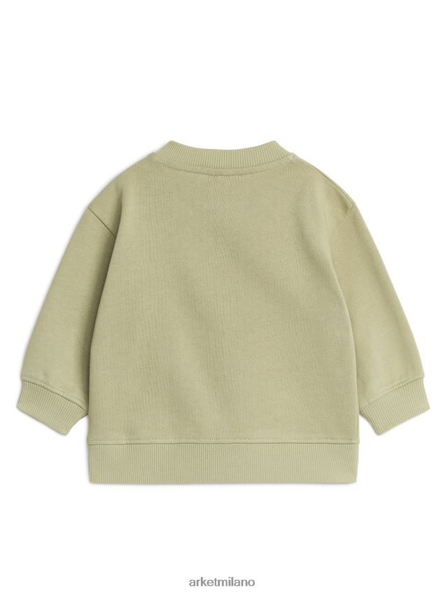 vestiario esso ARKET bambini felpa ampia in cotone verde kaki chiaro 6F0F6L1762