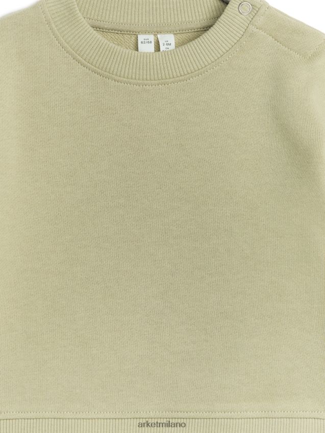 vestiario esso ARKET bambini felpa ampia in cotone verde kaki chiaro 6F0F6L1762
