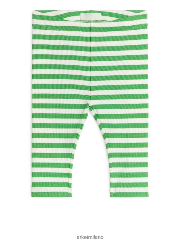 vestiario esso ARKET bambini leggings a coste verde/bianco 6F0F6L1713