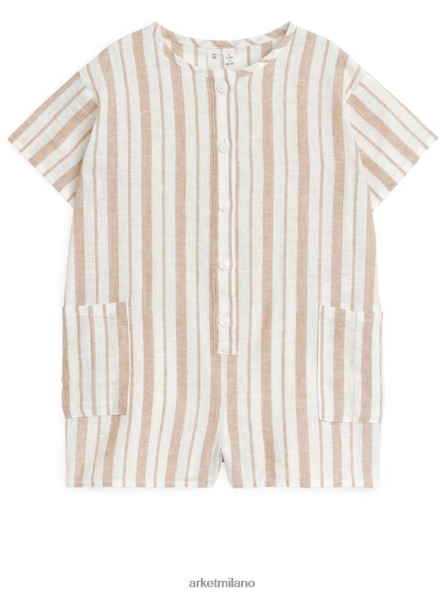vestiario esso ARKET bambini pagliaccetto di lino beige/righe 6F0F6L1700