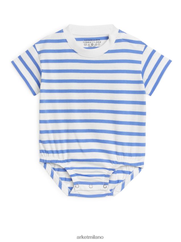 vestiario esso ARKET bambini pagliaccetto in jersey a maniche corte blu bianco 6F0F6L1751
