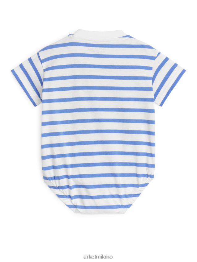 vestiario esso ARKET bambini pagliaccetto in jersey a maniche corte blu bianco 6F0F6L1751