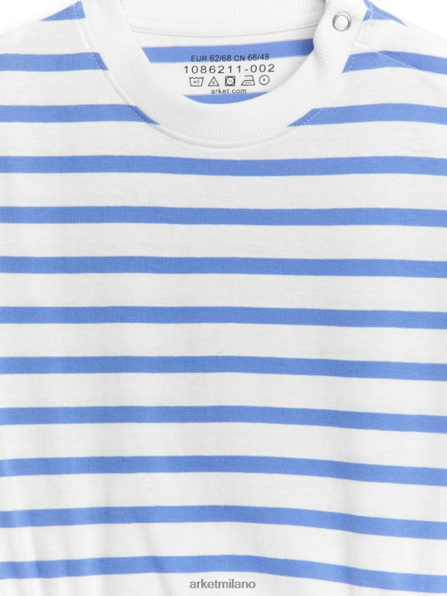 vestiario esso ARKET bambini pagliaccetto in jersey a maniche corte blu bianco 6F0F6L1751
