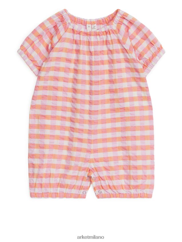 vestiario esso ARKET bambini pagliaccetto in seersucker arancione/quadretto 6F0F6L1708
