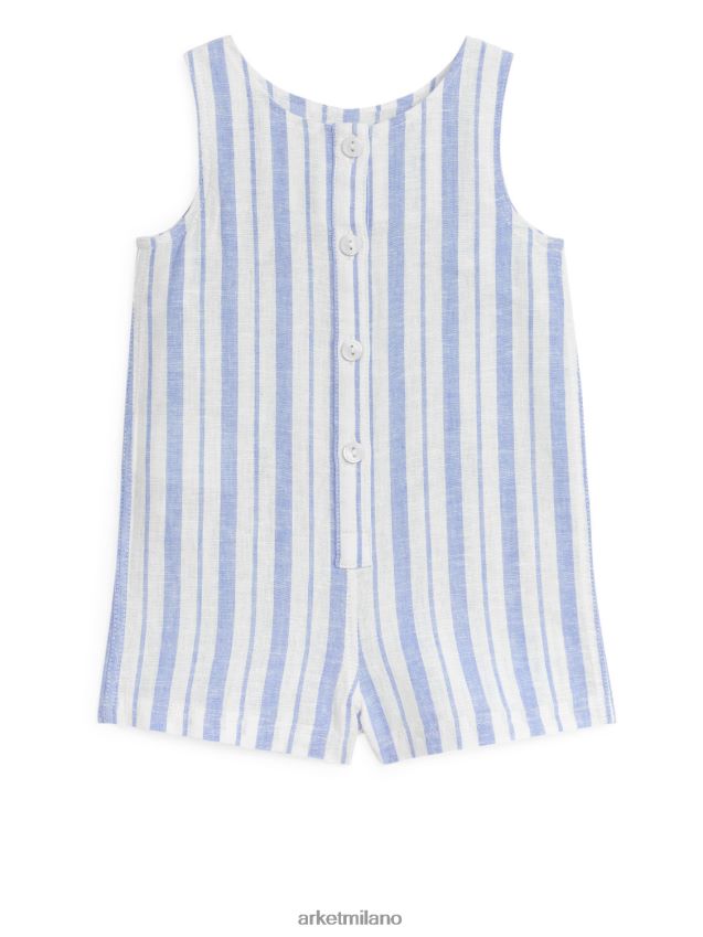 vestiario esso ARKET bambini pagliaccetto senza maniche in cotone-lino blu/strisce 6F0F6L1701