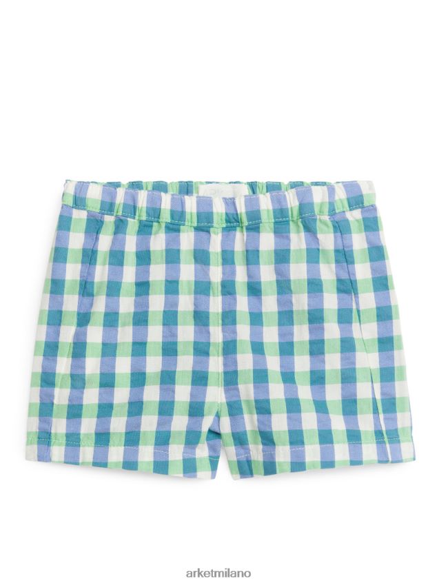 vestiario esso ARKET bambini pantaloncini in seersucker verde blu 6F0F6L1705