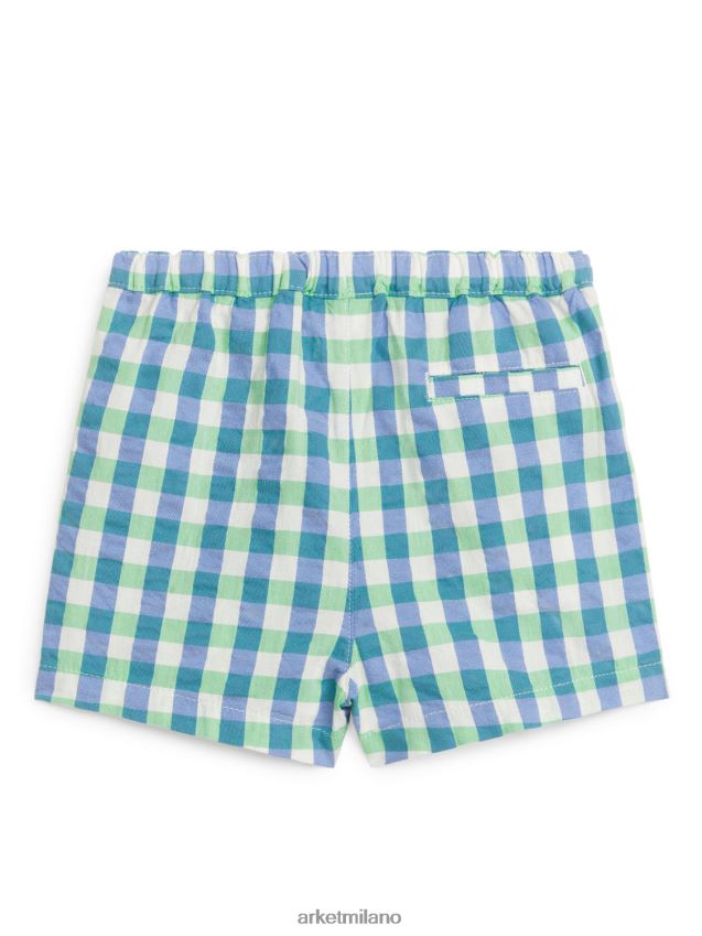 vestiario esso ARKET bambini pantaloncini in seersucker verde blu 6F0F6L1705