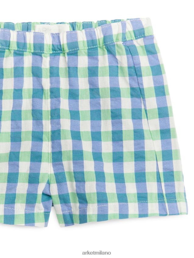 vestiario esso ARKET bambini pantaloncini in seersucker verde blu 6F0F6L1705