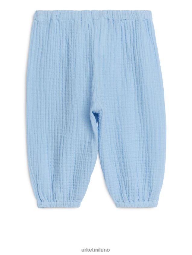 vestiario esso ARKET bambini pantaloni in mussola di cotone blu 6F0F6L1719