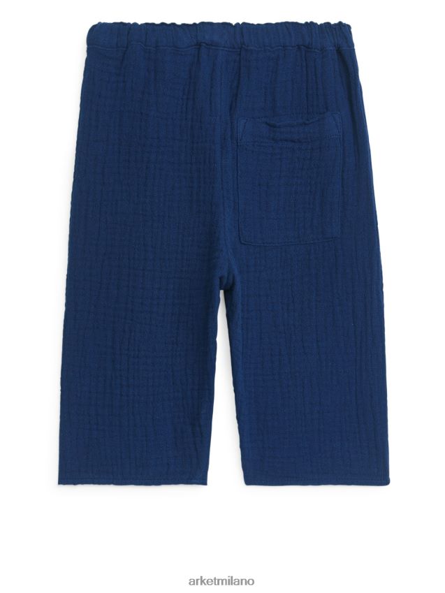 vestiario esso ARKET bambini pantaloni in mussola di cotone blu scuro 6F0F6L1769