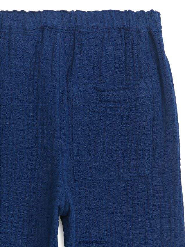 vestiario esso ARKET bambini pantaloni in mussola di cotone blu scuro 6F0F6L1769