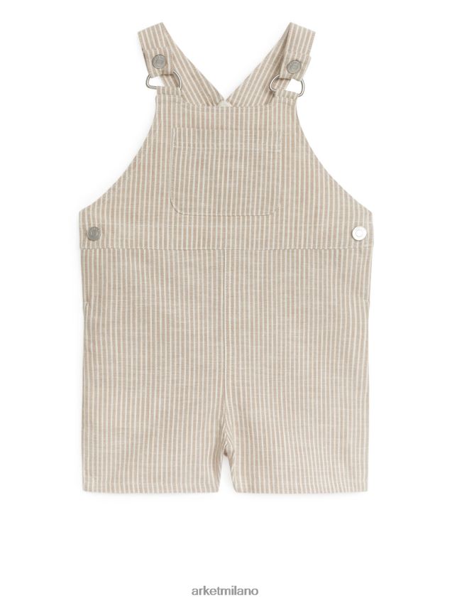 vestiario esso ARKET bambini salopette corta in cotone beige/bianco 6F0F6L1714