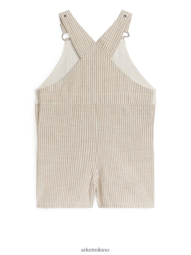vestiario esso ARKET bambini salopette corta in cotone beige/bianco 6F0F6L1714