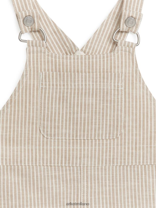 vestiario esso ARKET bambini salopette corta in cotone beige/bianco 6F0F6L1714