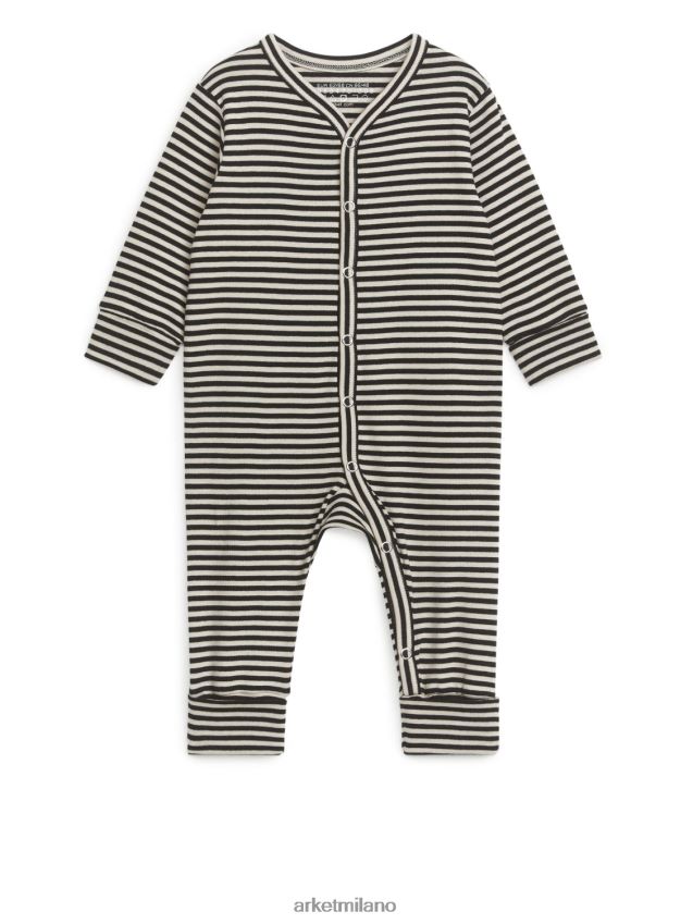 vestiario esso ARKET bambini set pigiama tutto in uno da 2 beige chiaro/nero 6F0F6L1753