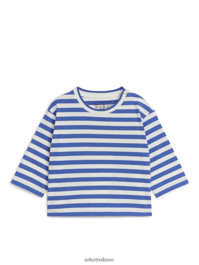 vestiario esso ARKET bambini top a maniche lunghe bianco sporco/blu 6F0F6L1746