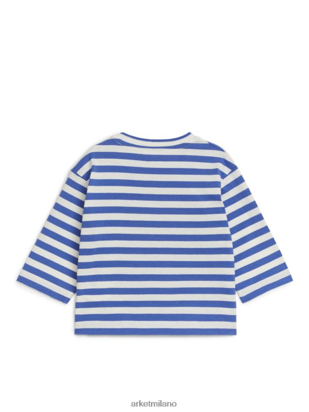 vestiario esso ARKET bambini top a maniche lunghe bianco sporco/blu 6F0F6L1746