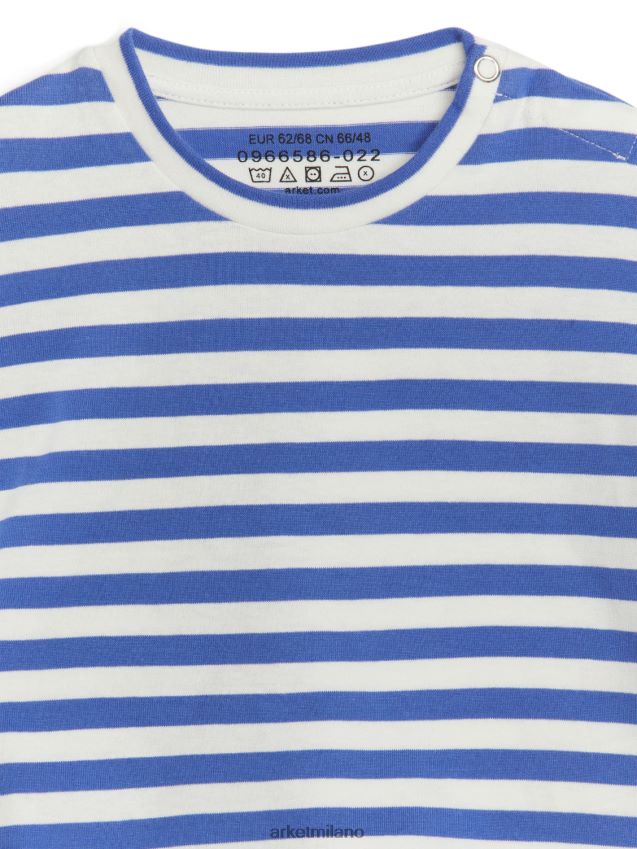vestiario esso ARKET bambini top a maniche lunghe bianco sporco/blu 6F0F6L1746