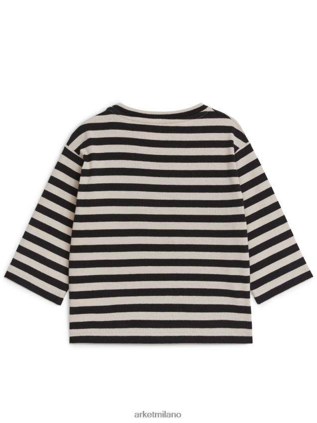vestiario esso ARKET bambini top a maniche lunghe nero/beige 6F0F6L1735